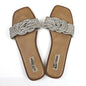 STEVE MADDEN WOMEN'S ADORE GLITTERY RHINESTONE KNOT FRONT SLIDE SANDAL  9M0