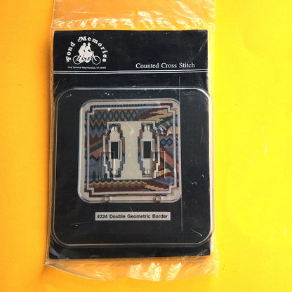 FOND MEMORIES CROSS STITCH KIT:  DOUBLE GEOMETRIC BORDER WALL SWITCH PLATE   BM0