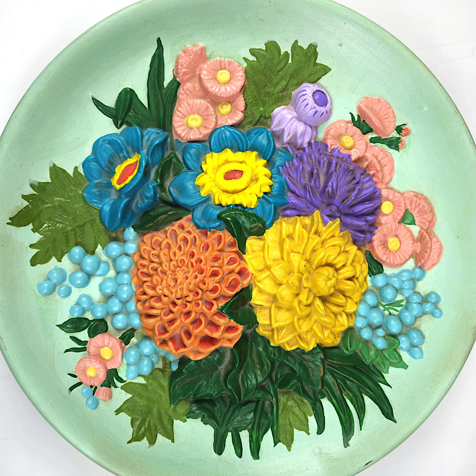 UNIQUE HOME DECOR WALL HANGING:  PAINTED FLOWER CERAMIC    KD1