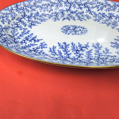MINTON 1800s HAND PAINTED BLUE SEAWEED FIBRE PLATTER ENGLAND9