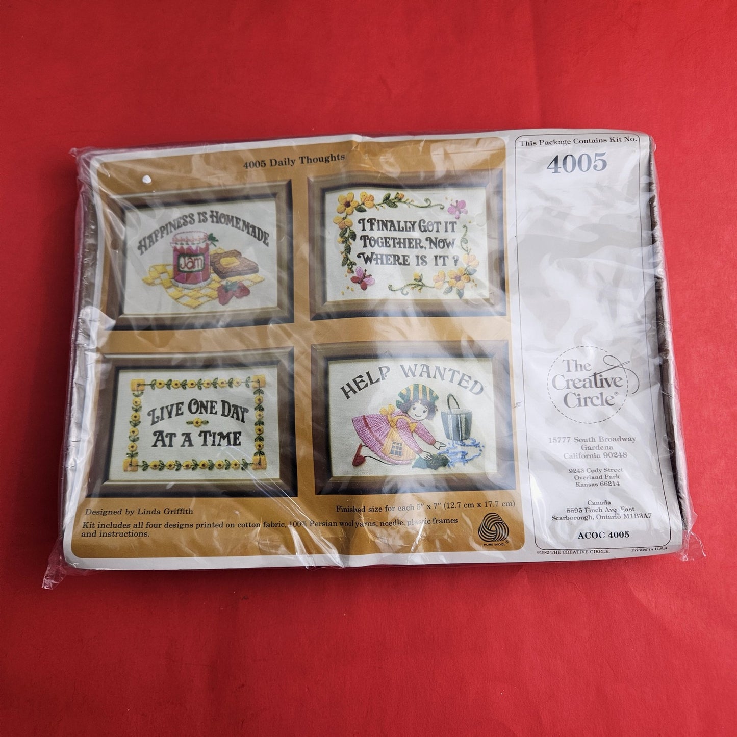 4 CREATIVE CIRCLE EMBROIDERY KIT LOT: SMALL KITS, DAILY THOUGHTS   SL0