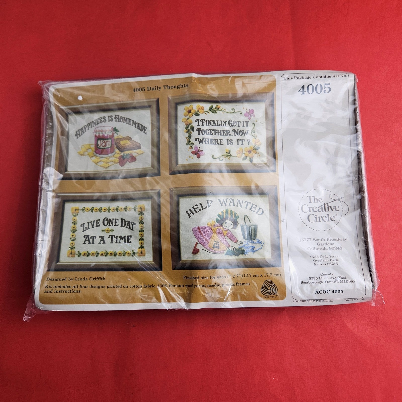 4 CREATIVE CIRCLE EMBROIDERY KIT LOT: SMALL KITS, DAILY THOUGHTS   SL0