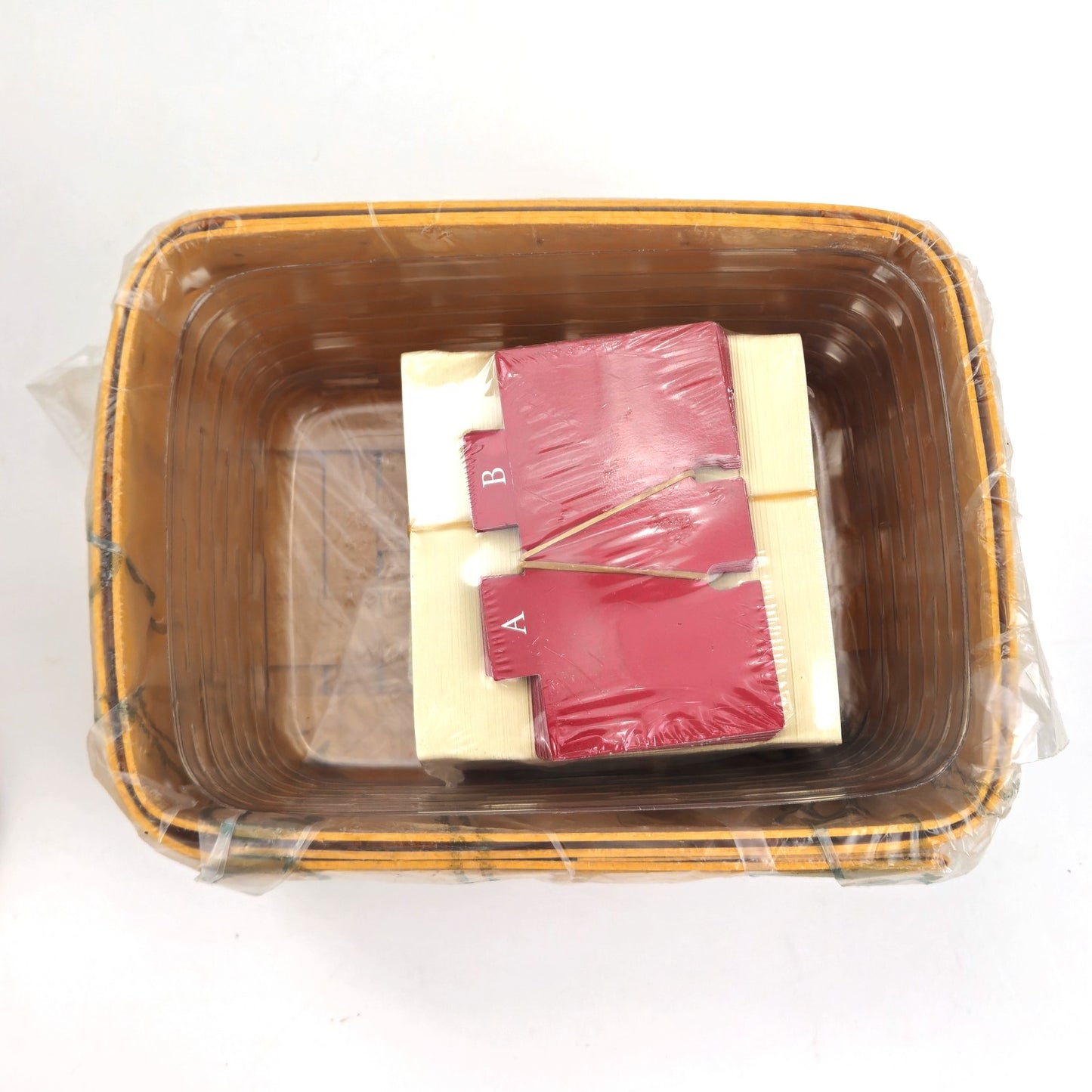 2002 LONGABERGER ADDRESS BASKET W/ BUTTERNUT LINER & PROTECTOR NEW2
