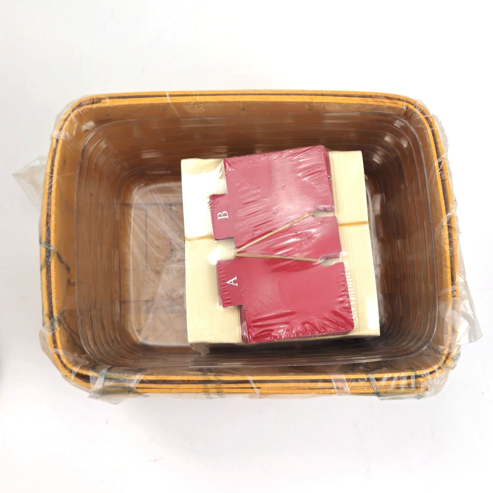 2002 LONGABERGER ADDRESS BASKET W/ BUTTERNUT LINER & PROTECTOR NEW2