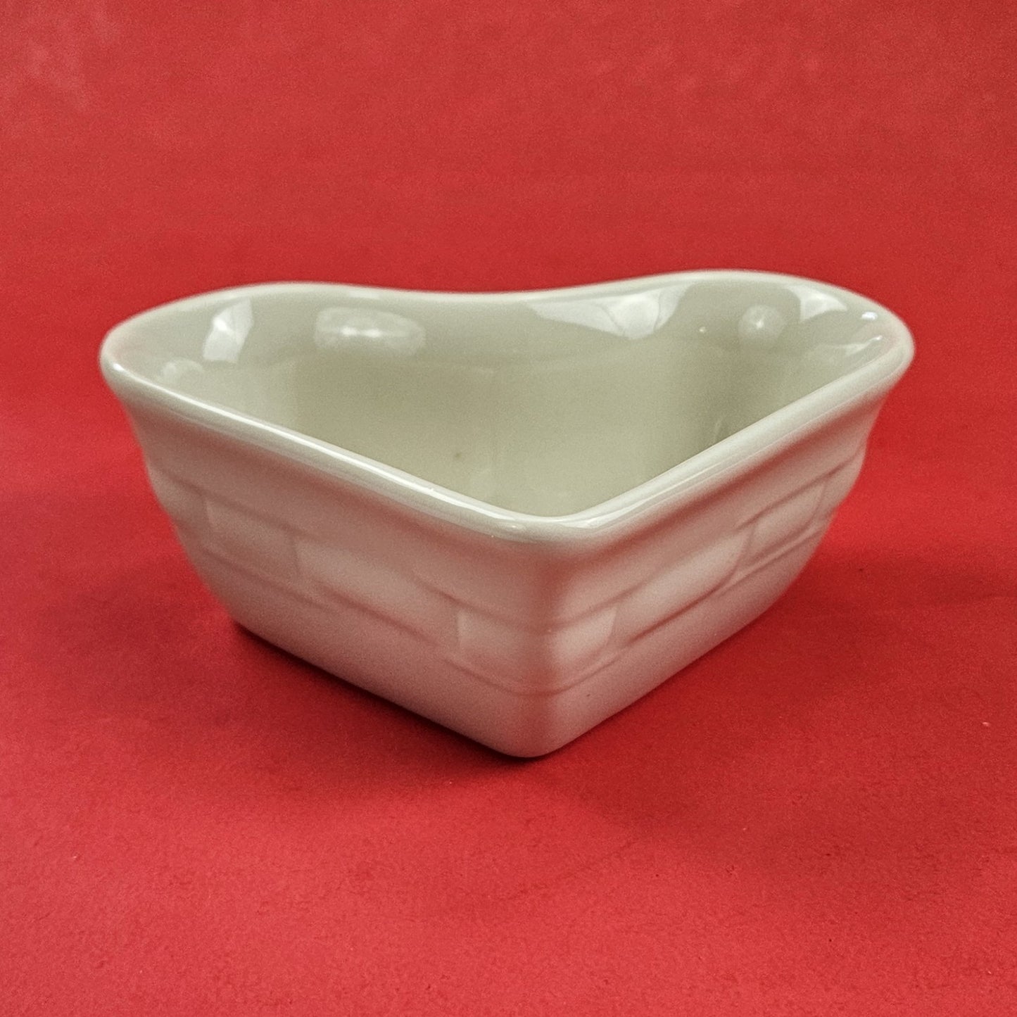 RETIRED LONGABERGER POTTERY:  HEART RAMEKIN CANDY CONDIMENT DISH IVORY  NIB1