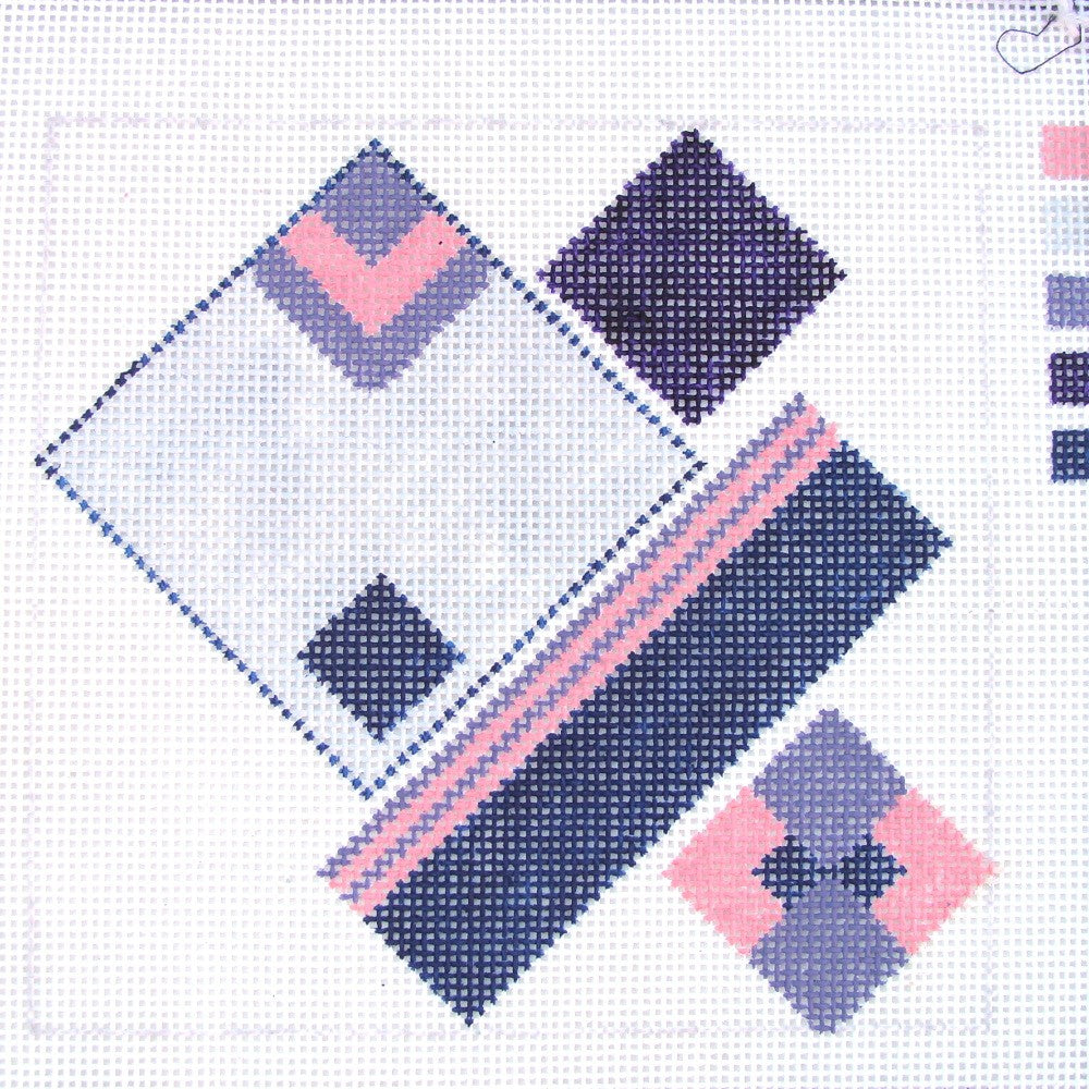 2 NEEDLEPOINT CANVAS LOT:  ABSTRACT DESIGN, MOBILE CELL PHONE CASE     BM3