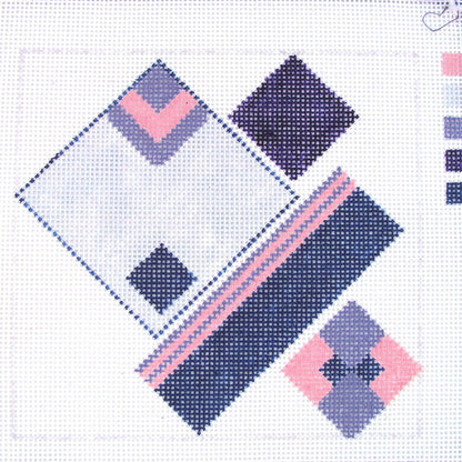 2 NEEDLEPOINT CANVAS LOT:  ABSTRACT DESIGN, MOBILE CELL PHONE CASE     BM3