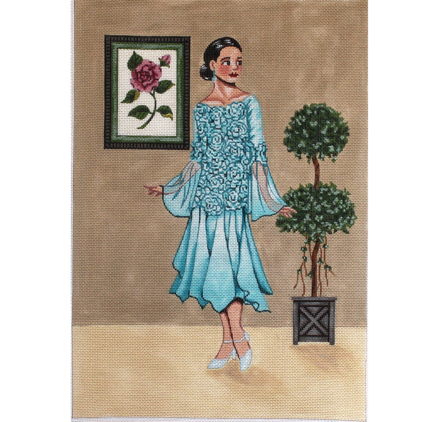 TS DESIGNS HP NEEDLEPOINT CANVAS:  WOMAN DRESSED FOR EVENING   BM0