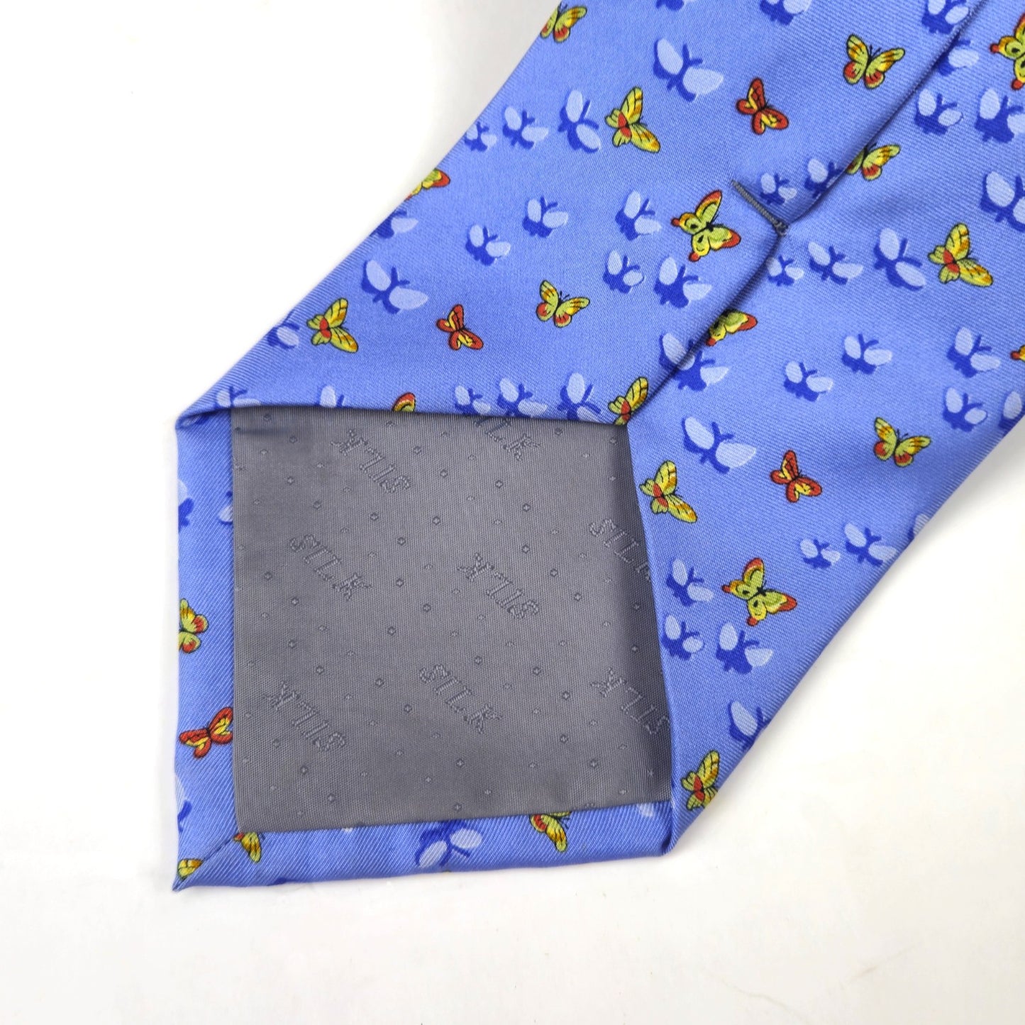PREOWNED COMO HOUSE MEN'S SILK TIE NECKTIE 4 SPECIAL CHARITY:  BLUE BUTTERFLY2