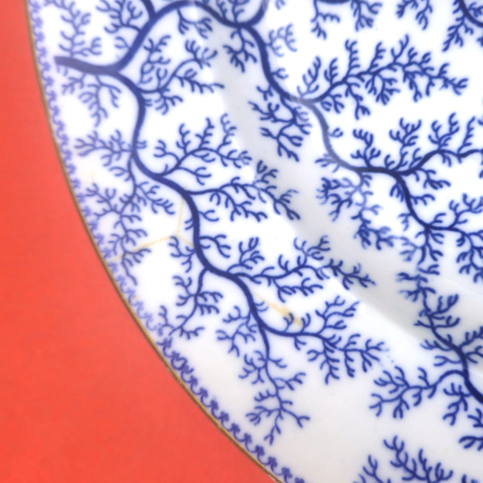 MINTON 1800s HAND PAINTED BLUE SEAWEED FIBRE PLATTER ENGLAND15