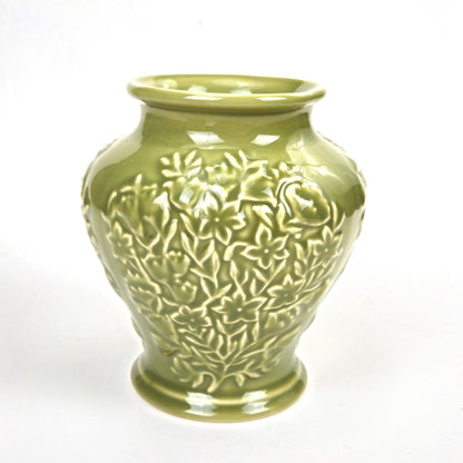 LONGABERGER POTTERY:  VINTAGE BLOSSOMS SAGE GREEN VASE1