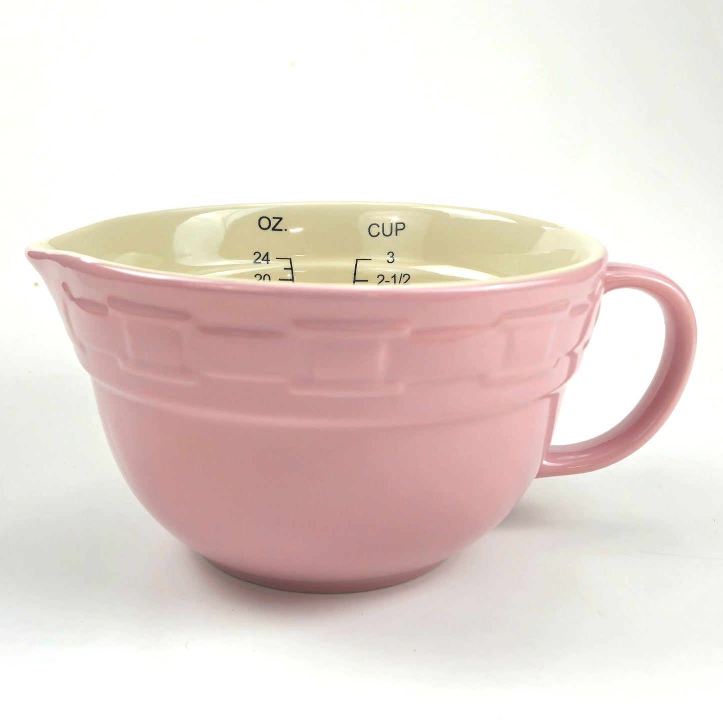 LONGABERGER POTTERY:  WOVEN TRADITIONS MEASURING CUP 24 OZ / 3 CUP PINK  NIB2