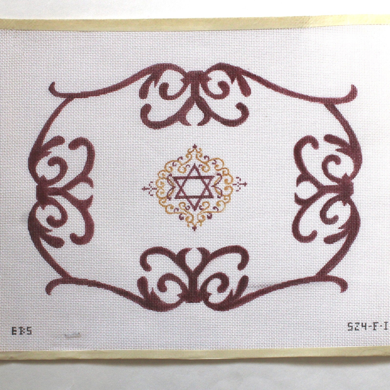 ELIZABETH BERNSTEIN HAND PAINTED NEEDLEPOINT CANVAS:  STAR OF DAVID    BM0
