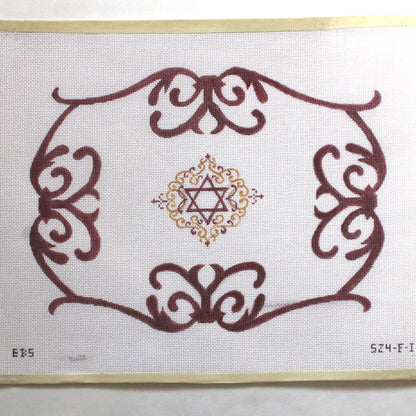 ELIZABETH BERNSTEIN HAND PAINTED NEEDLEPOINT CANVAS:  STAR OF DAVID    BM0
