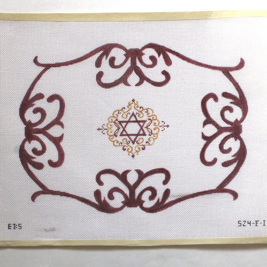 ELIZABETH BERNSTEIN HAND PAINTED NEEDLEPOINT CANVAS:  STAR OF DAVID    BM0