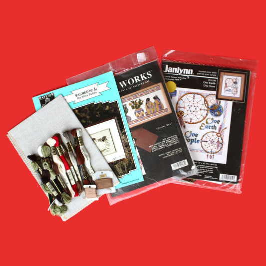 3 CROSS STITCH KIT LOT:  SOUTHWESTERN THEME DREAM CATCHER, CACTUS, BUFFALO  BM0
