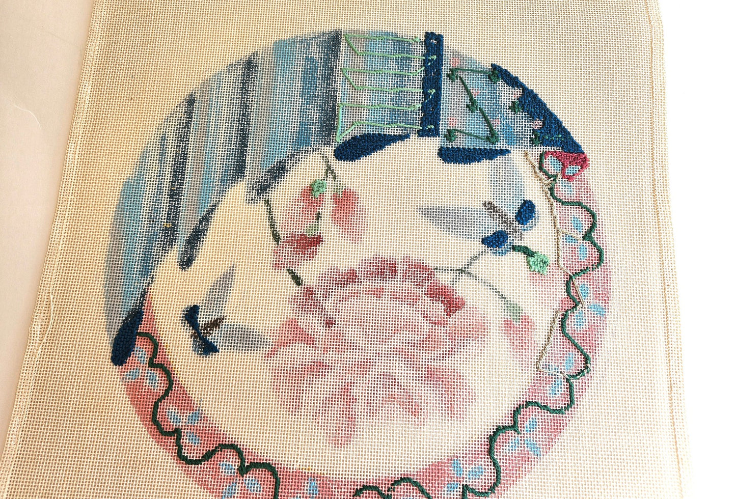 TERISU AUSTIN DESIGNS HP NEEDLEPOINT CANVAS:  BUTTERFLY SPRING SEAT CUSHION  BM2