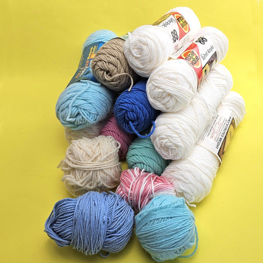 10 SK VINTAGE KNITTING CROCHET RESCUE YARN: MIXED COLORS   LF0