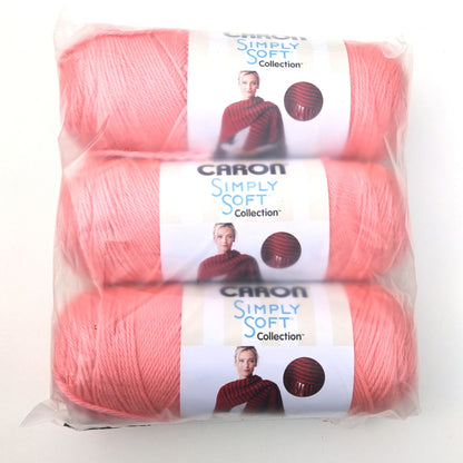 3 SKEINS CARON SIMPLY SOFT YARN:  STRAWBERRY   SL0