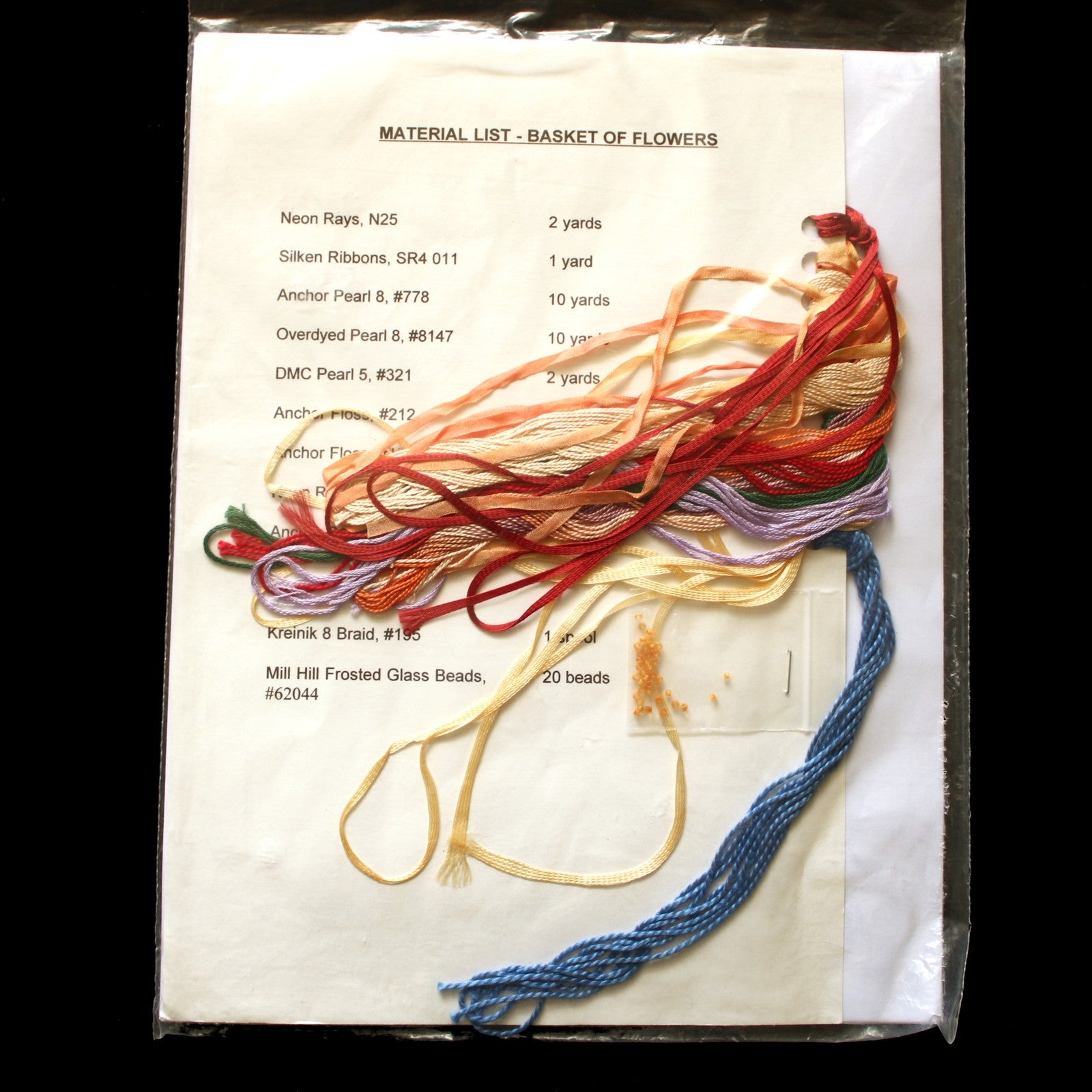 DAVID MCCASKILL NEEDLEPOINT SG W/ THREADS: 3RD ORNAMENT BASKET OF FLOWERS...  BM1