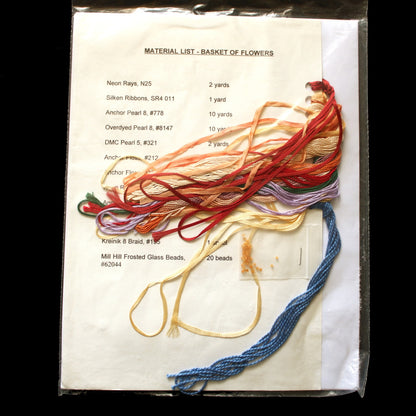 DAVID MCCASKILL NEEDLEPOINT SG W/ THREADS: 3RD ORNAMENT BASKET OF FLOWERS...  BM1
