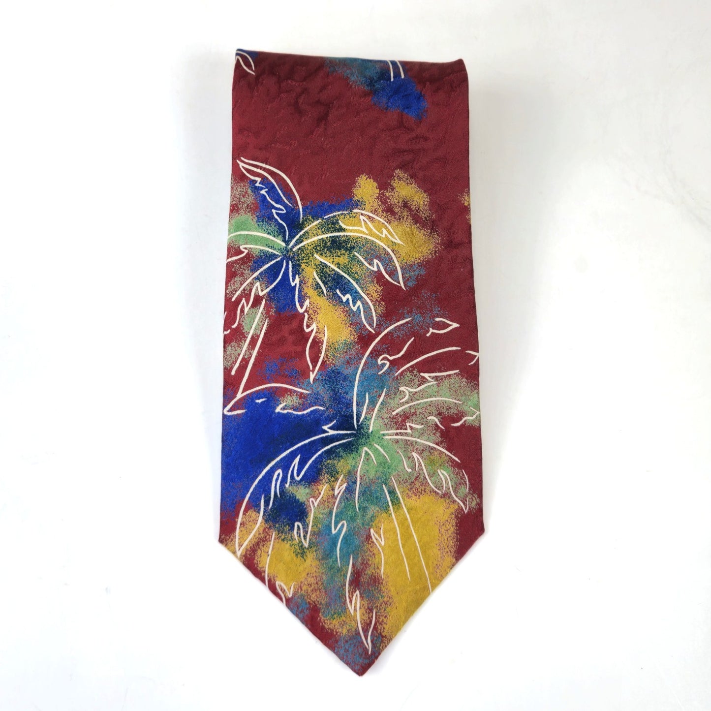 PREOWNED MBP MEN'S SILK TIE NECKTIE:  MULTICOLOR PALM TREE0