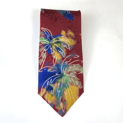 PREOWNED MBP MEN'S SILK TIE NECKTIE:  MULTICOLOR PALM TREE0