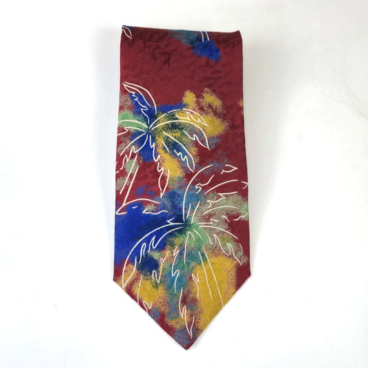 PREOWNED MBP MEN'S SILK TIE NECKTIE:  MULTICOLOR PALM TREE0