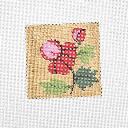 CHANDAIL HP NEEDLEPOINT CANVAS:  FLORAL MAKE COASTER, PILLOW INSERT     BM0