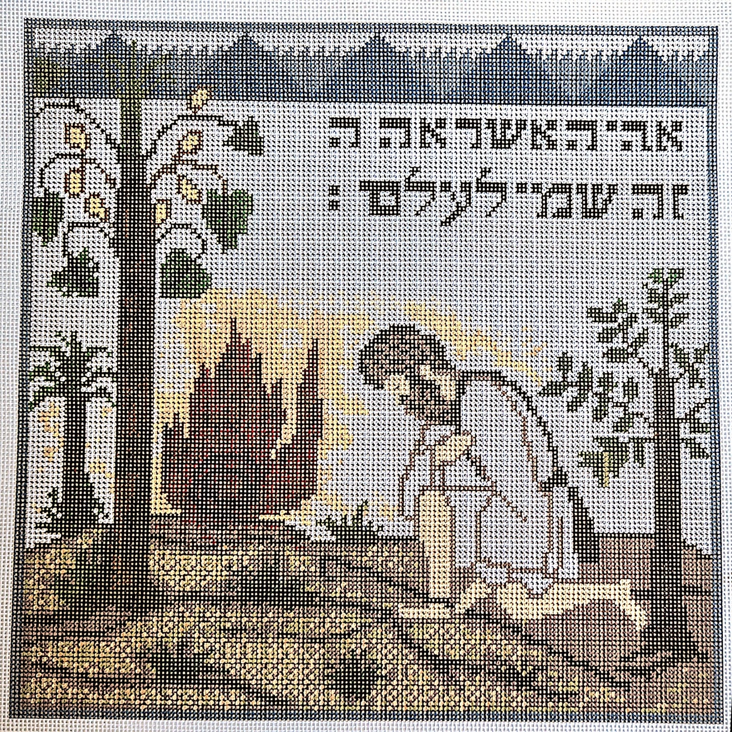 NEEDLEPOINT CANVAS:  JUDAIC MOSES BURNING BUSH     BM0