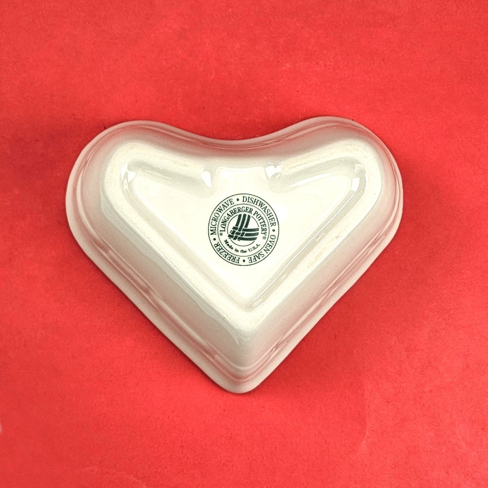 RETIRED LONGABERGER POTTERY:  HEART RAMEKIN CANDY CONDIMENT DISH IVORY  NIB3