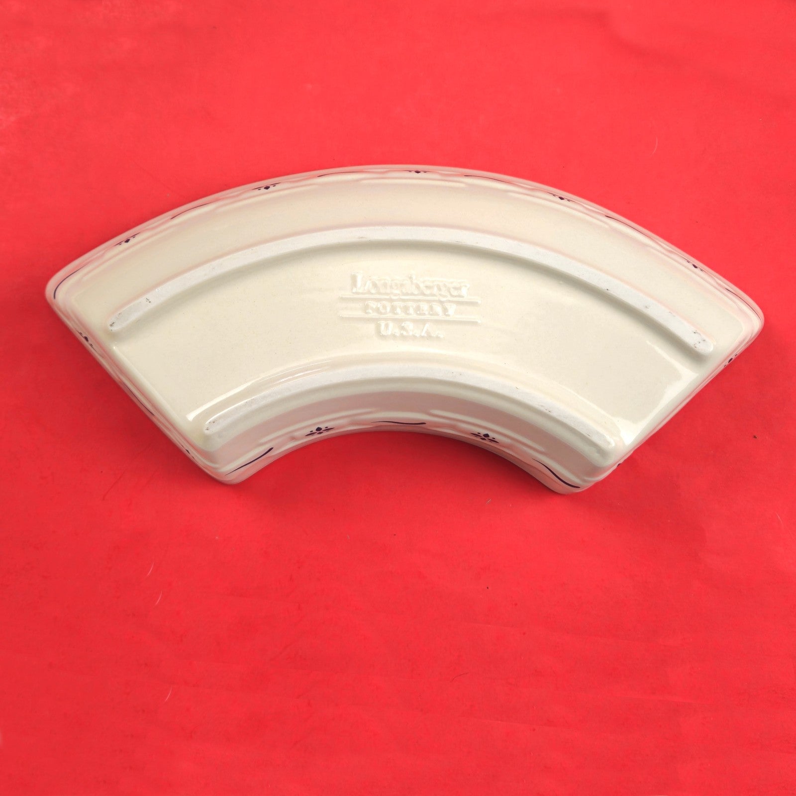 RETIRED LONGABERGER POTTERY:  WOVEN TRADITIONS CRESCENT SERVING DISHES  NIB3