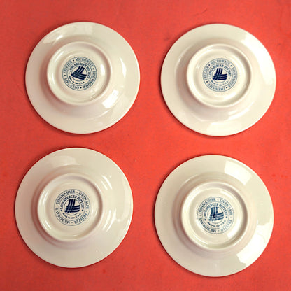 LONGABERGER POTTERY:  WOVEN TRADITIONS BLUE 4 CUP & SAUCER, 4 EXTRA SAUCERS2