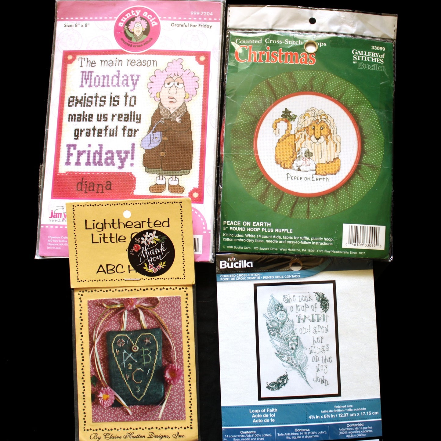 9 CROSS STITCH & 1 NP, EMBROIDERY KIT LOT:  CHRISTMAS, CELL PHONE CASE, BABY  BM5