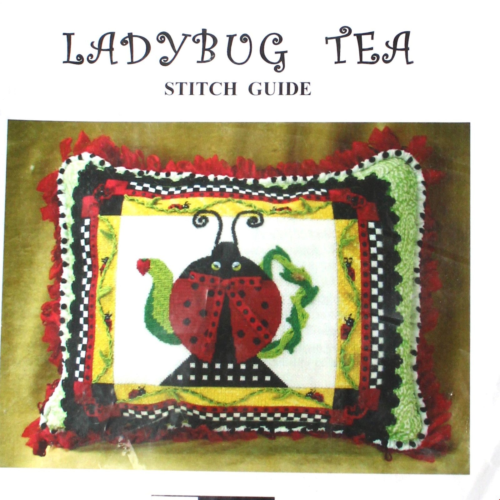 DUO DESIGNS HP NEEDLEPOINT CANVAS W/ STITCH GUIDE:  LADYBUG TEA POT   BM1