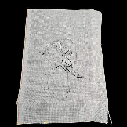 BERNICE JANOFSKY NEEDLEPOINT CANVAS, SG AND THREADS:  THE SILVER ELEPHANT     BM1
