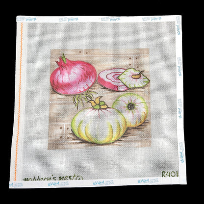 ROBBYN'S NEST NEEDLEPOINT CANVAS: VEGETABLE ONION KITCHEN THEME    BM1