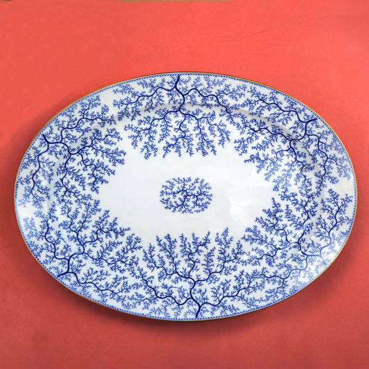 MINTON 1800s HAND PAINTED BLUE SEAWEED FIBRE PLATTER ENGLAND0