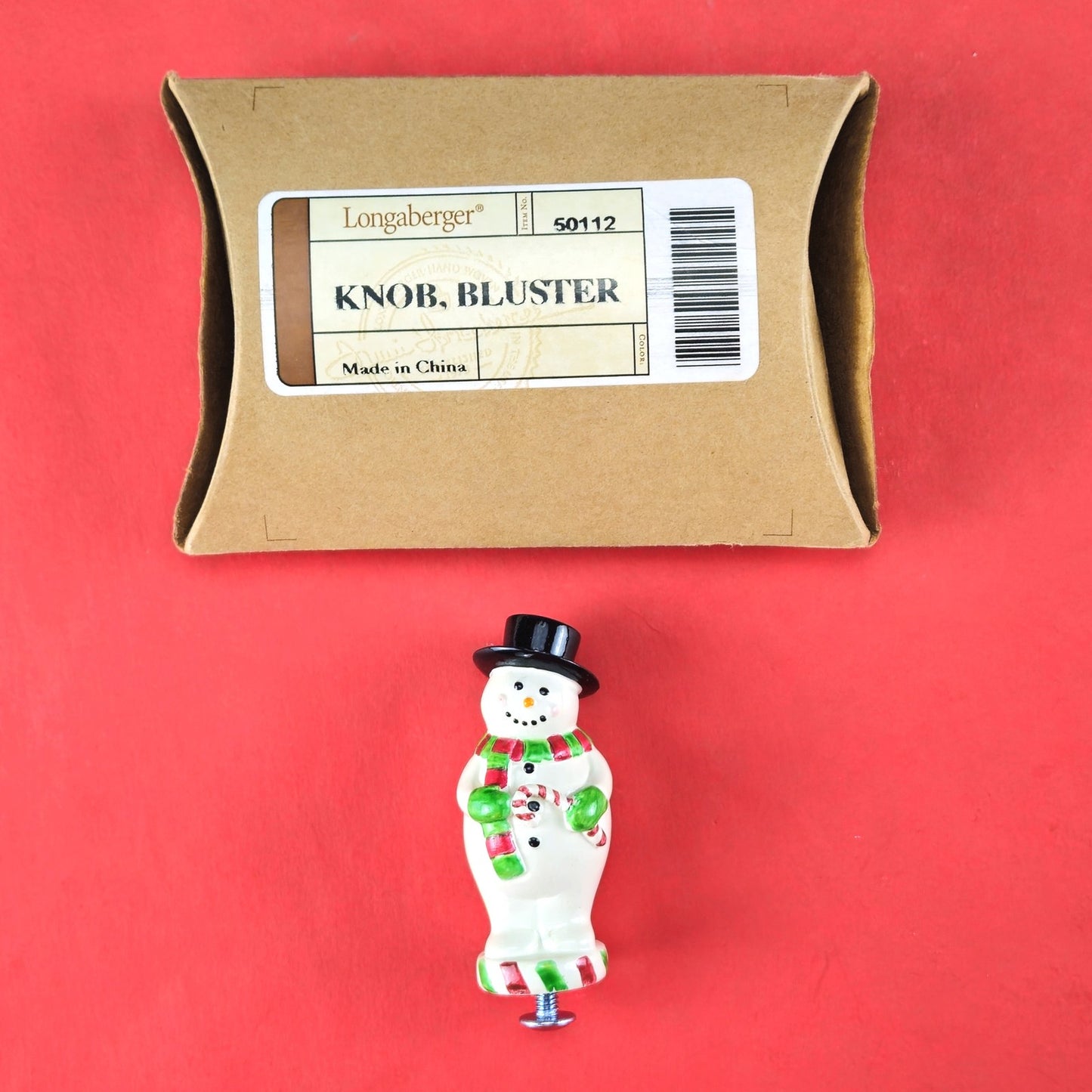LONGABERGER BLUSTER SNOWMAN BASKET LID KNOB 50112 WITH BOX0