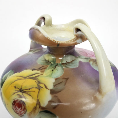 GERMAN AUSTRIA ROSE PAINTED VASE      FM2
