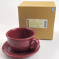 RETIRED LONGABERGER POTTERY:  WT CAPPUCCINO CUP & SAUCER PAPRIKA NIB0