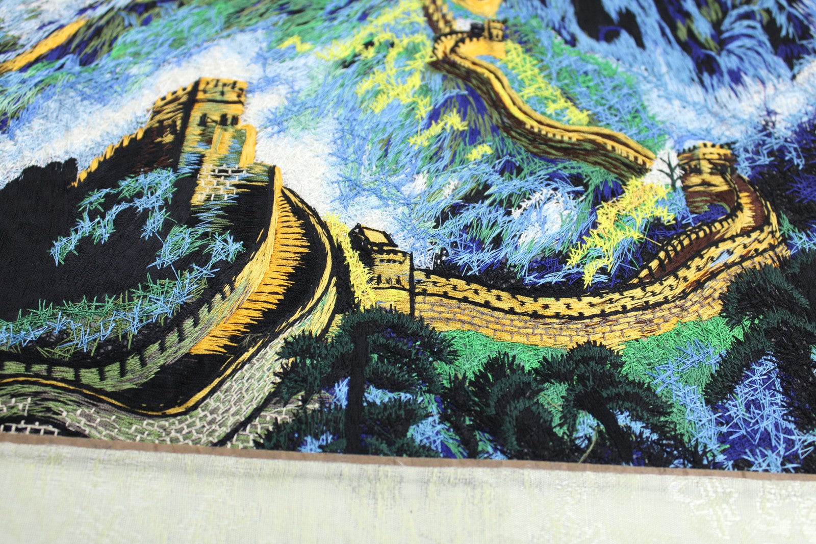 GORGEOUS COMPLETED EMBROIDERY:  GREAT WALL OF CHINA     BM5