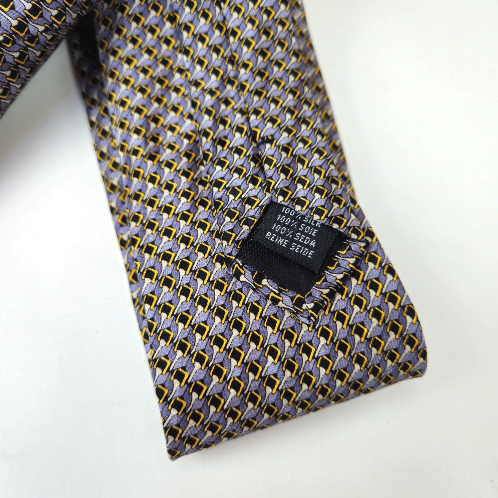 PREOWNED MAC-TY EUROPEAN MEN'S SILK TIE NECKTIE:  NEUTRAL GRAY BLACK ABSTRACT2
