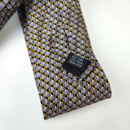 PREOWNED MAC-TY EUROPEAN MEN'S SILK TIE NECKTIE:  NEUTRAL GRAY BLACK ABSTRACT2