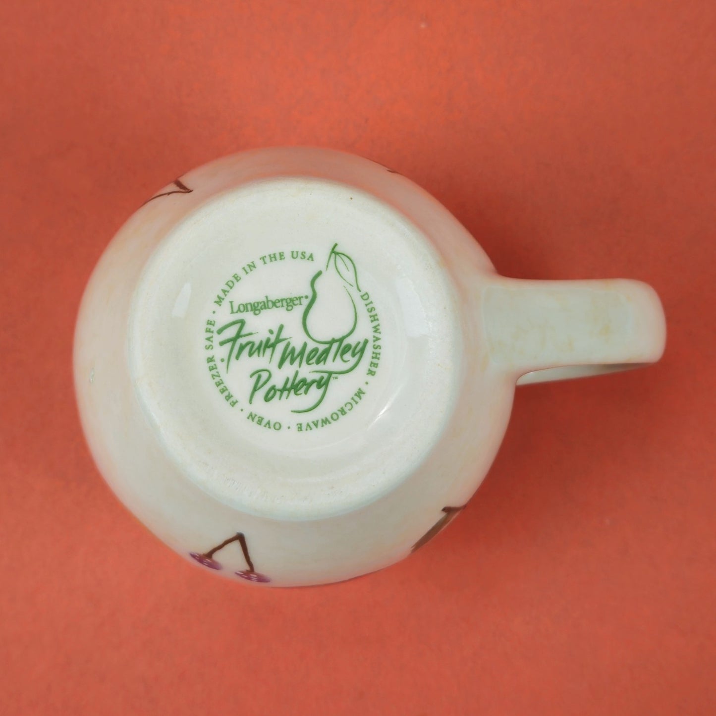 2 LONGABERGER FRUIT MEDLEY VITRIFIED POTTERY 16 OZ MUGS2