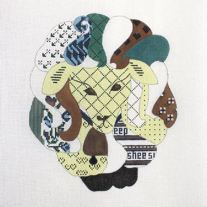 TS DESIGNS HAND PAINTED NEEDLEPOINT CANVAS:  ABSTRACT SHEEP PILLOW DESIGN     BM2