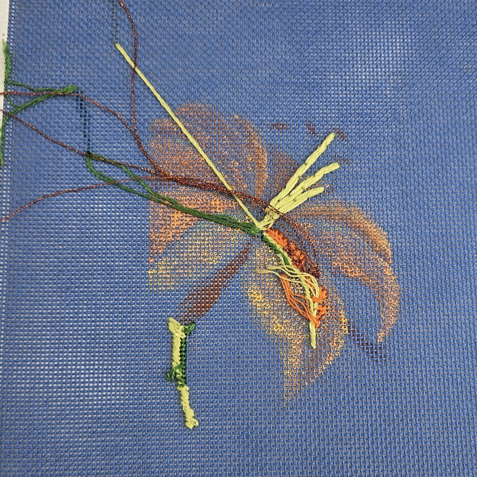 JP DESIGNS NEEDLEPOINT CANVAS W/ STITCH GUIDE BY J. WADDELL:  LUCIOUS LILLY  BM1