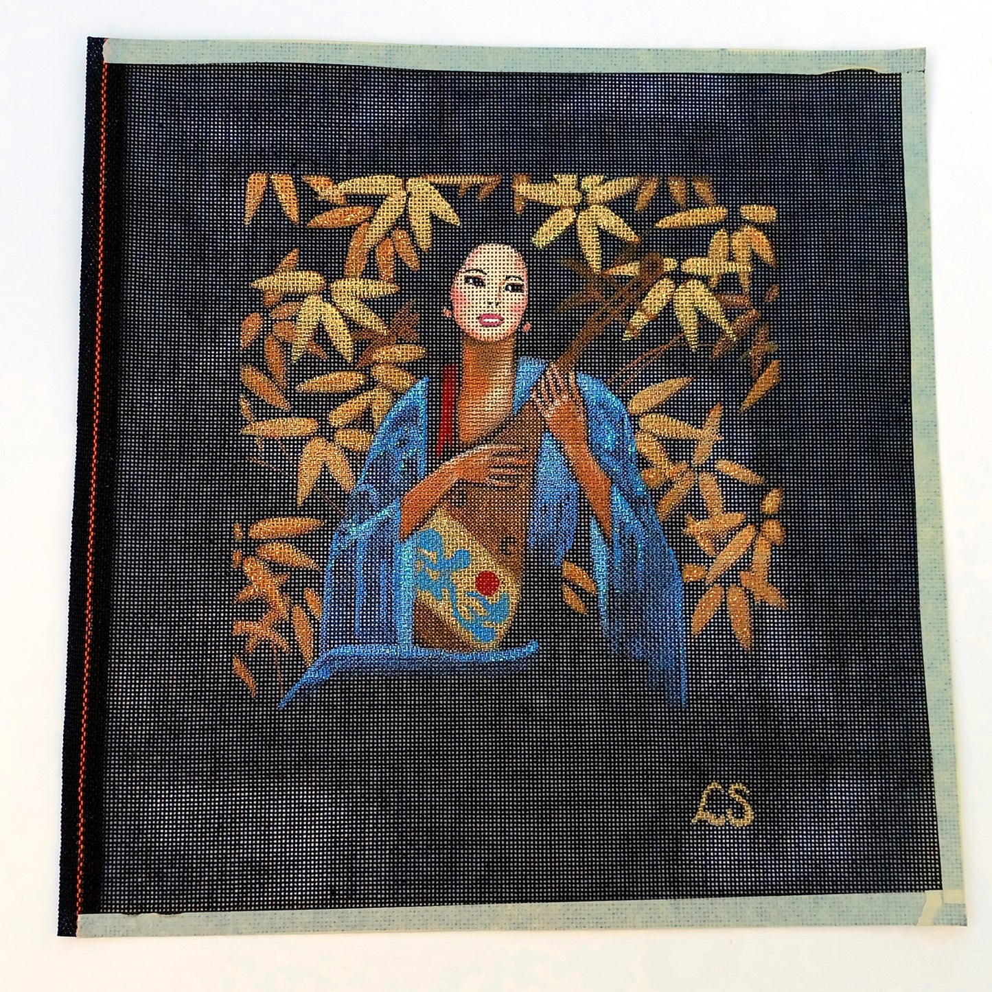 BEAUTIFUL NEEDLEPOINT CANVAS:  ASIAN ORIENTAL THEME GEISHA     BM1