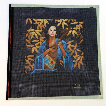 BEAUTIFUL NEEDLEPOINT CANVAS:  ASIAN ORIENTAL THEME GEISHA     BM1