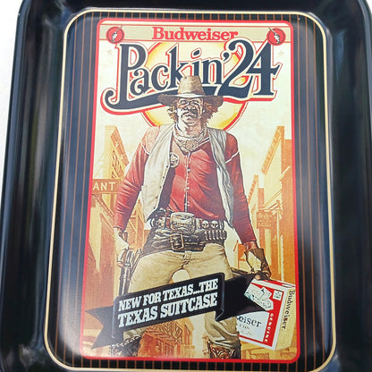 1997 ADVERTISING BUDWEISER PACK IN '24 TEXAS SUITCASE SERVING TRAY    LF0